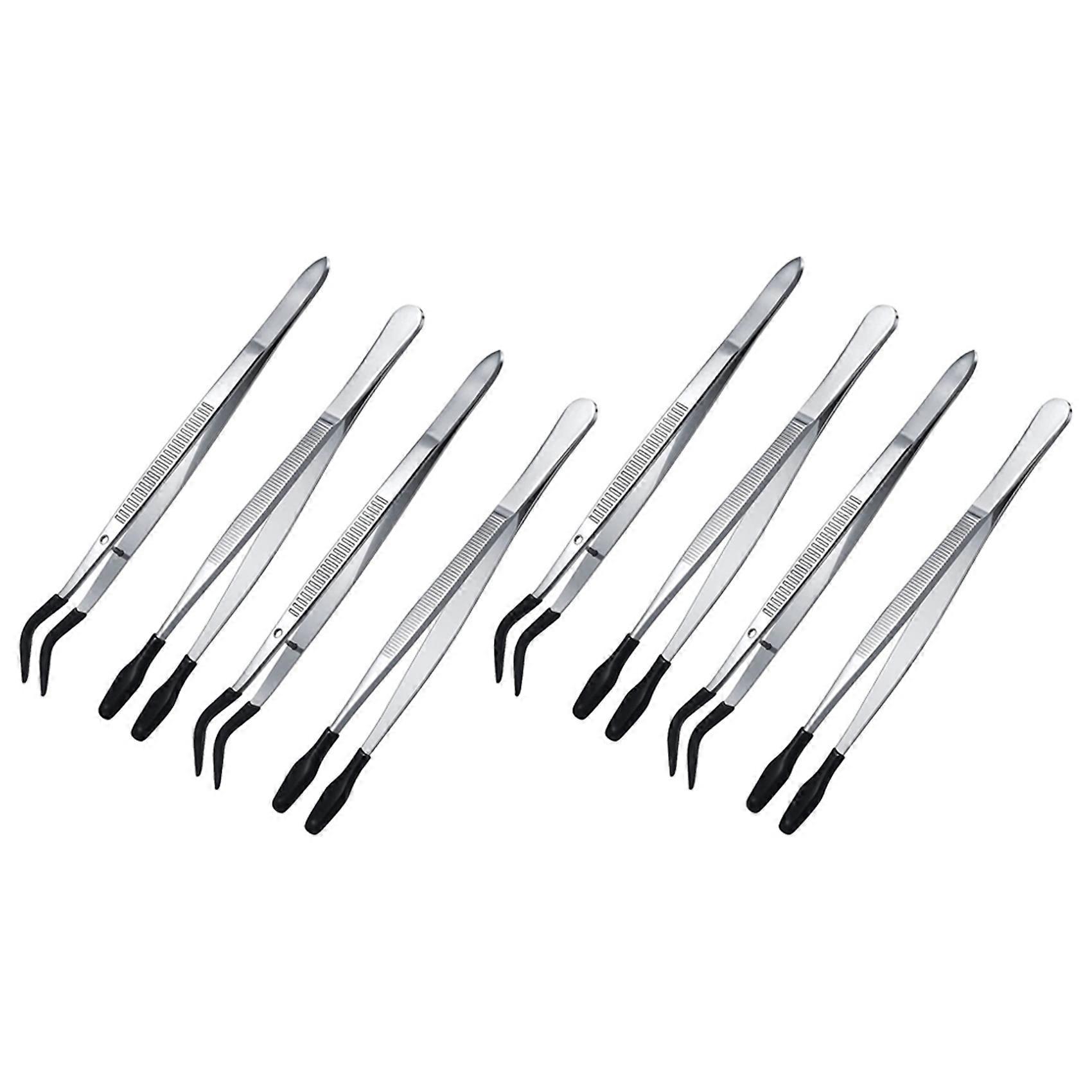 8 Pcs of Rubber Tip Tweezers Set for Craft Laboratory Industrial Hobby Tweezers Pliers Jewelry Stam