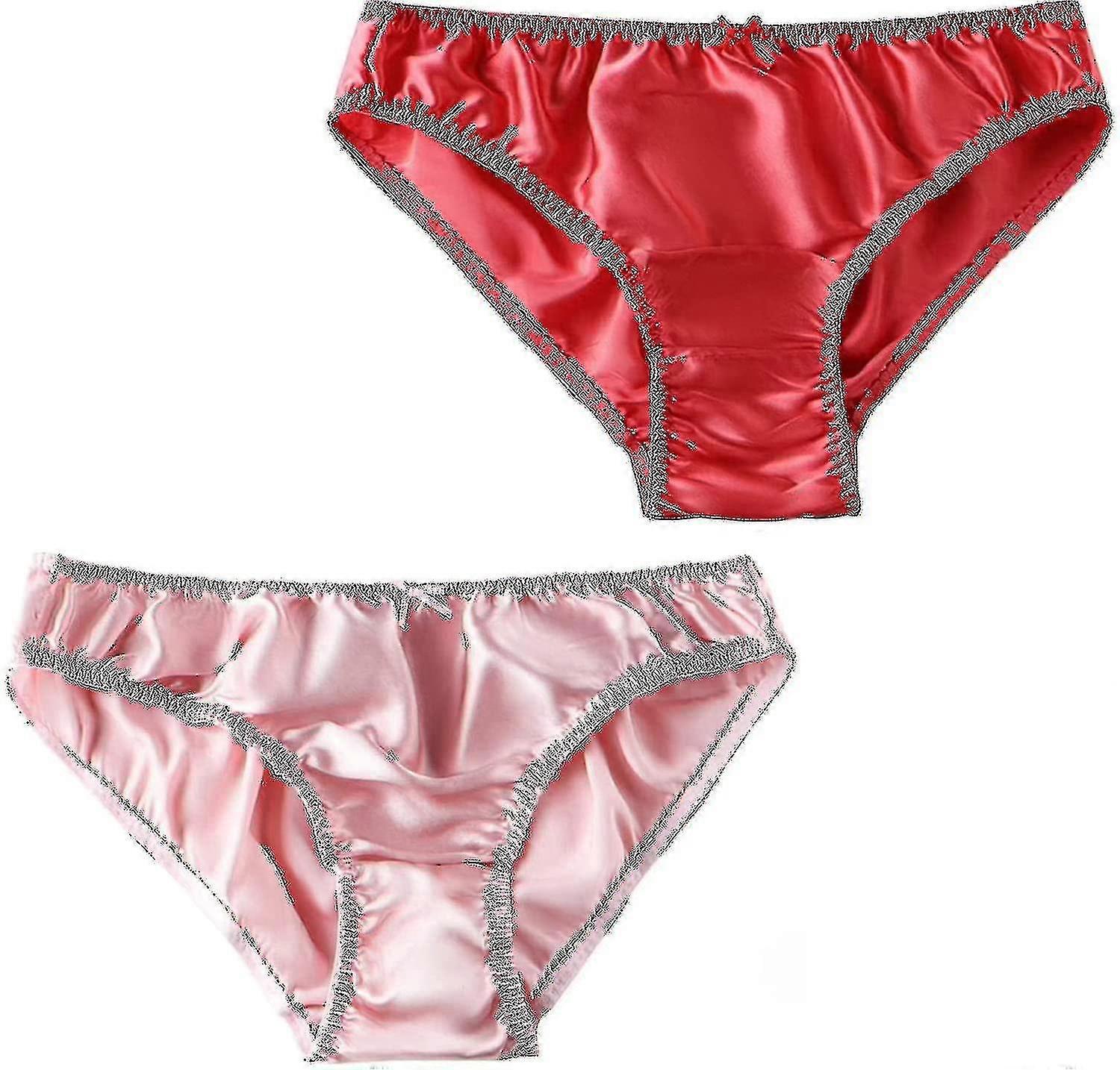 Silketruser for kvinner Silke Bikini Silke truser Sateng Undertøy 2 stk