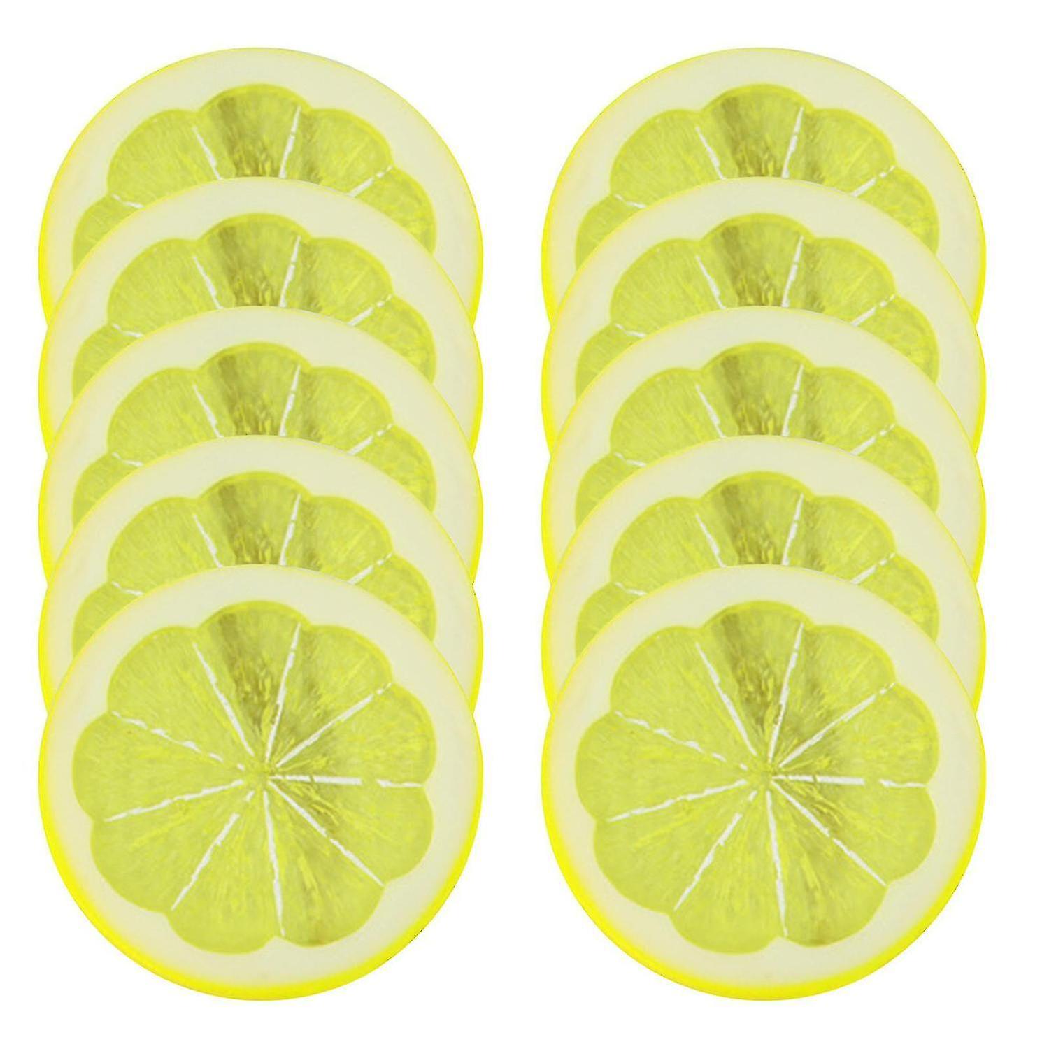 Artificial Plastic Yellow Lemon Slice Realistic Lemon Fruit Decoration (10pc)