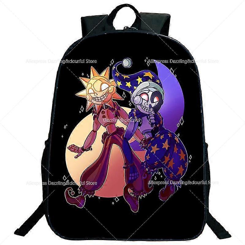 16 pulgadas Fnaf Sundrop Moondrop Mochila Brecha de seguridad Sunrise Boss Student School Bags para niñas Niños Mochila escolar
