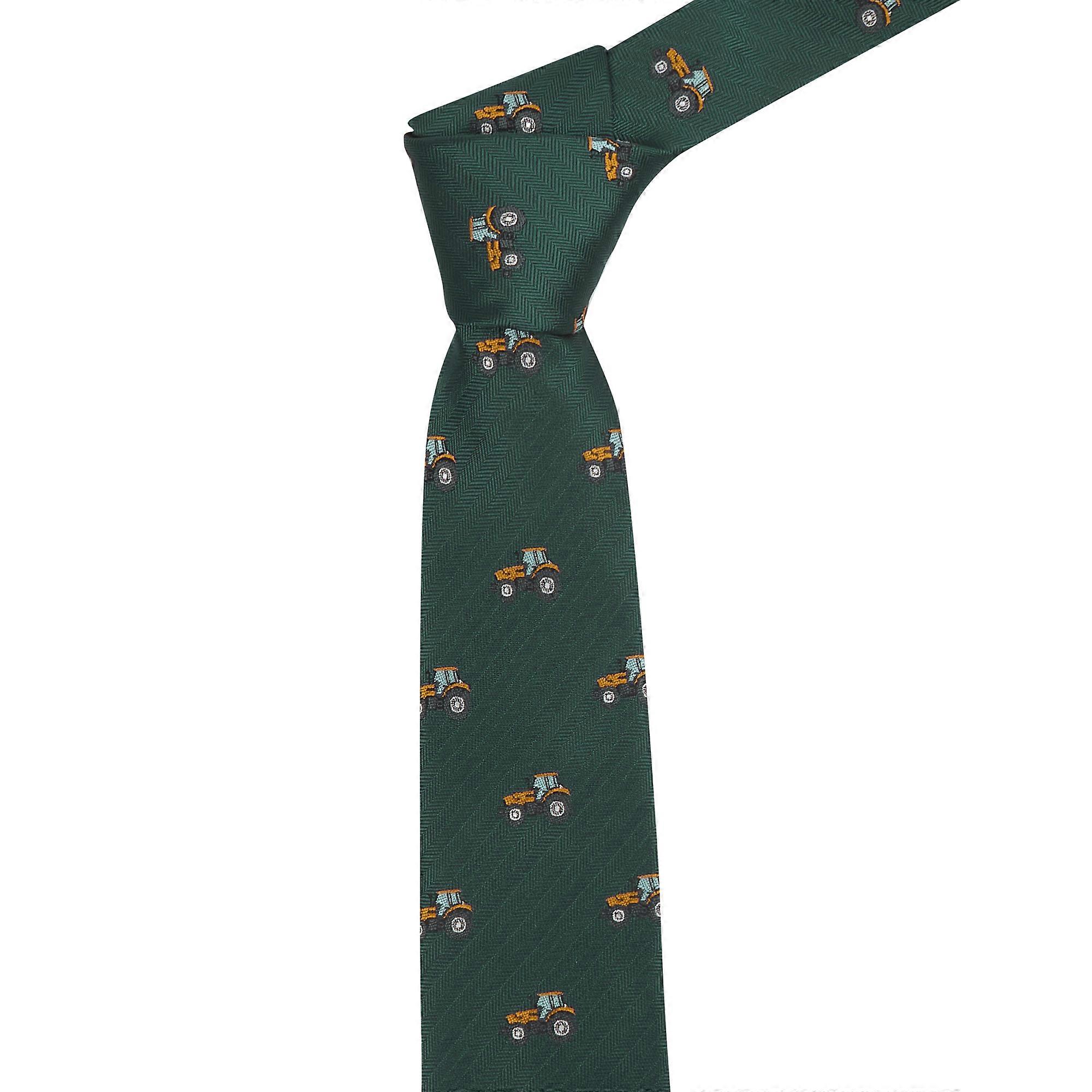 Dark Green Herringbone Tractor Tie