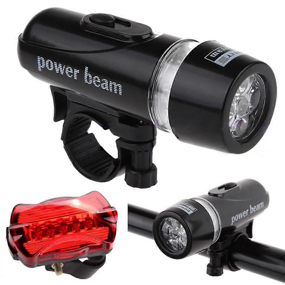 Waterproof Bike Light Set with 5 Front LED Headlight and Rear Safety Flashlights