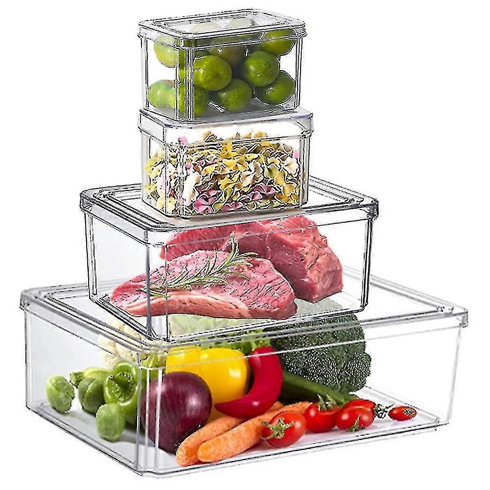 Refrigerator Organizer Stackable, 4 Piece Kitchen Refrigerator Organizer PXCL