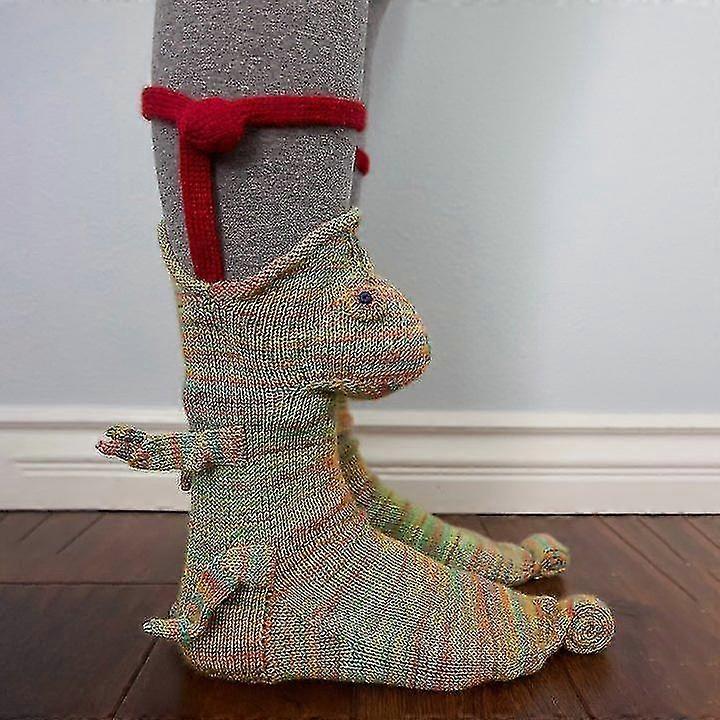 Trendikkäät söpöt aikuisten miesten ja naisten neulotut krokotiilisukat Eläinvilla neulotut sukat