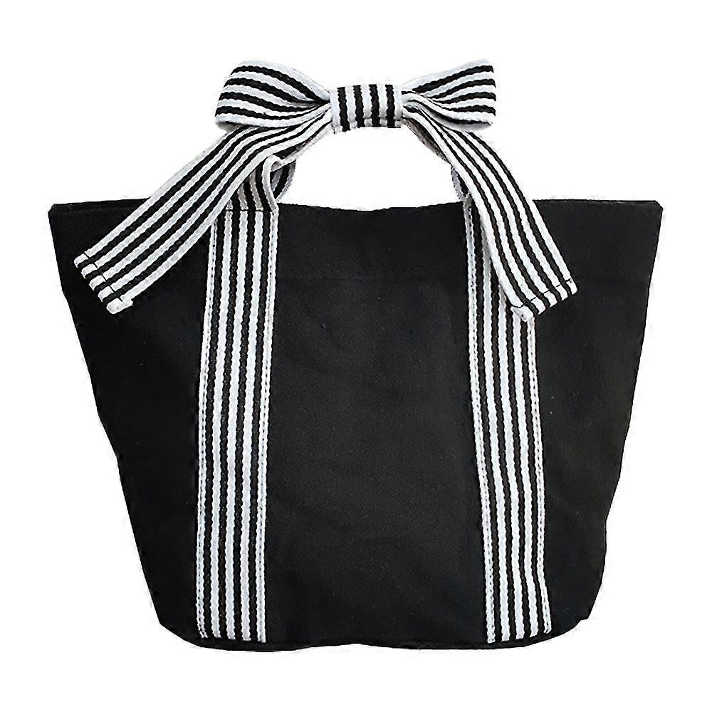 Fashion simple bow canvas bag women's hand pull dark tie small fresh handbag