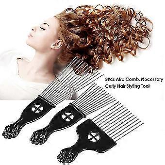 Afro Pick Magic Hair Coils Tool – Metall-Kamm Für Lockiges & Afro-Haar, Mit Faust-Design, Schwarz