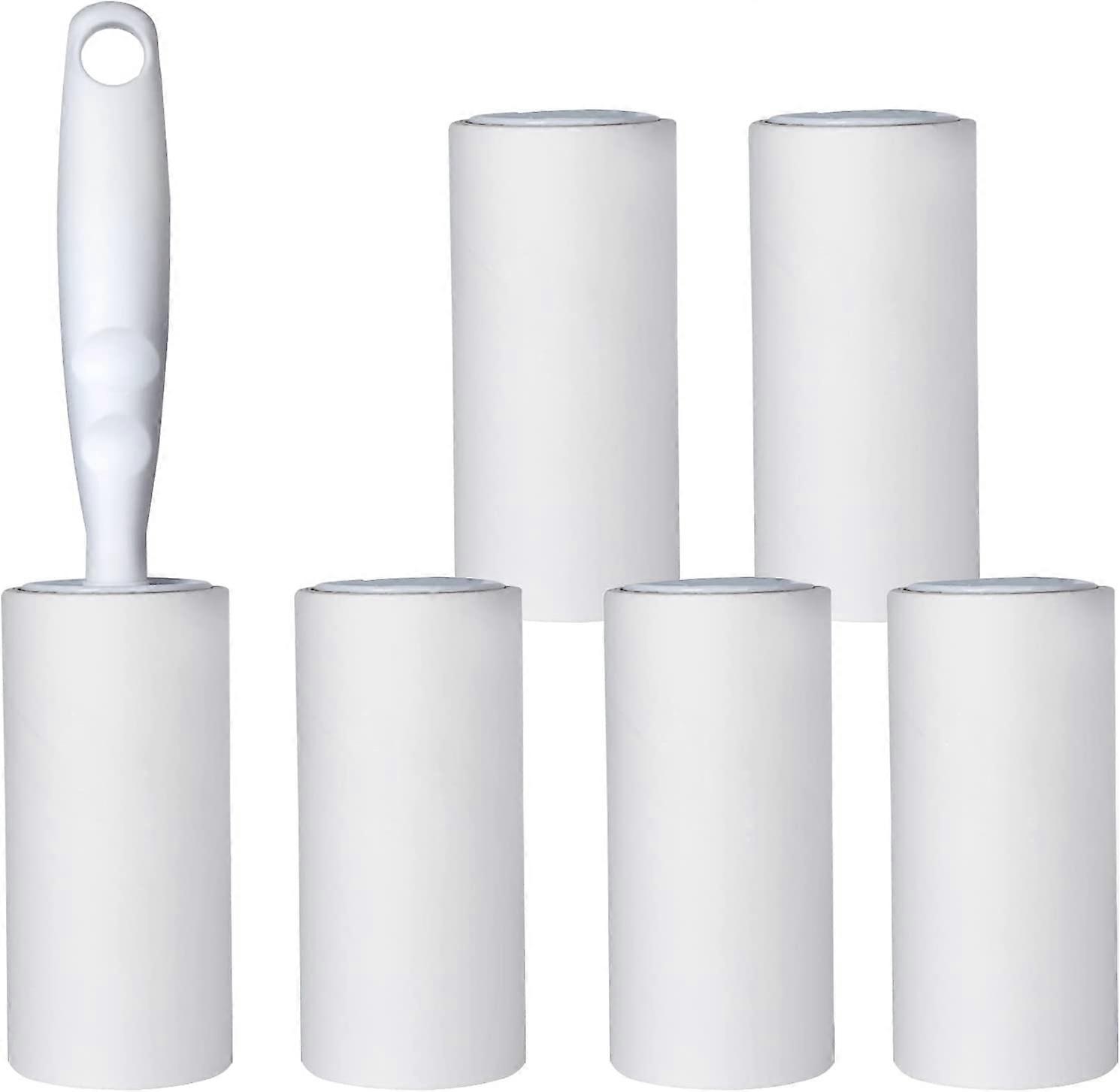 Lint Rollers 6 Refills Full 1 handle with 5 Extra Sticky Lint Roller Set for Clothes, Sofa, Bed and Carpet