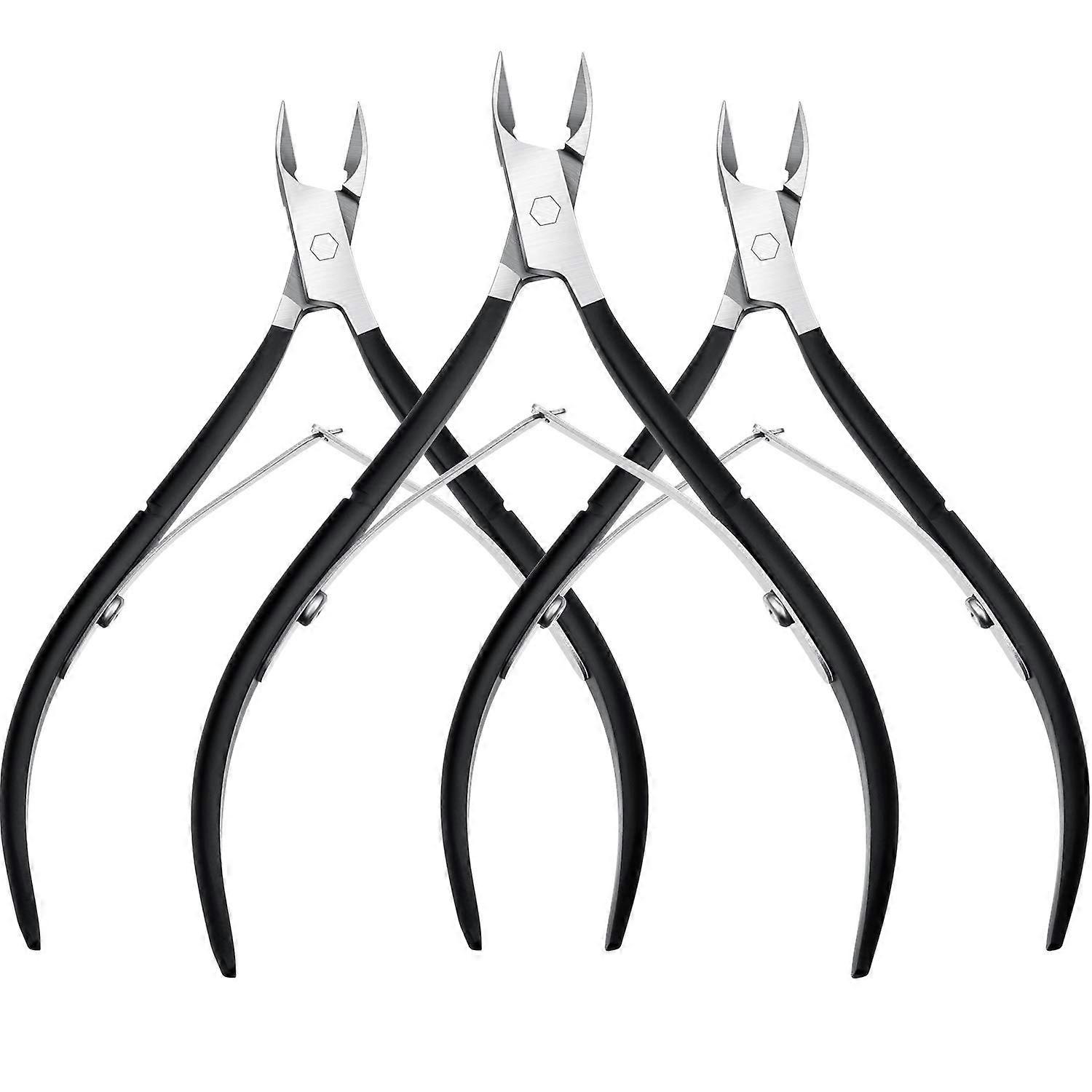 3パックキューティクルカッターキューティクルニッパーポインテッドブレードキューティクルトリマーステンレス鋼爪切り指用マニキュアツールキューティクルプッシャーなし(BL
