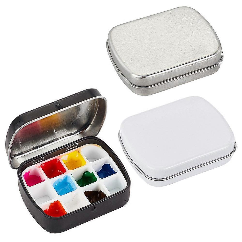 3 Sets 3 Colors Empty Watercolor Palette Small Mini Tiny Tin Box Paint Tray Palettes with Plastic 12 Grids for DIY Travel Watercolor Palette Acrylic a