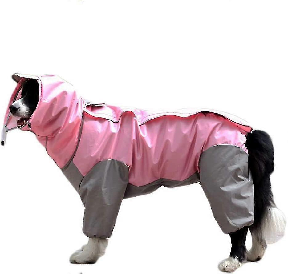 Pink Dog Raincoat With Detachable Hoodie, Drawstring Coat, 10 Sizes