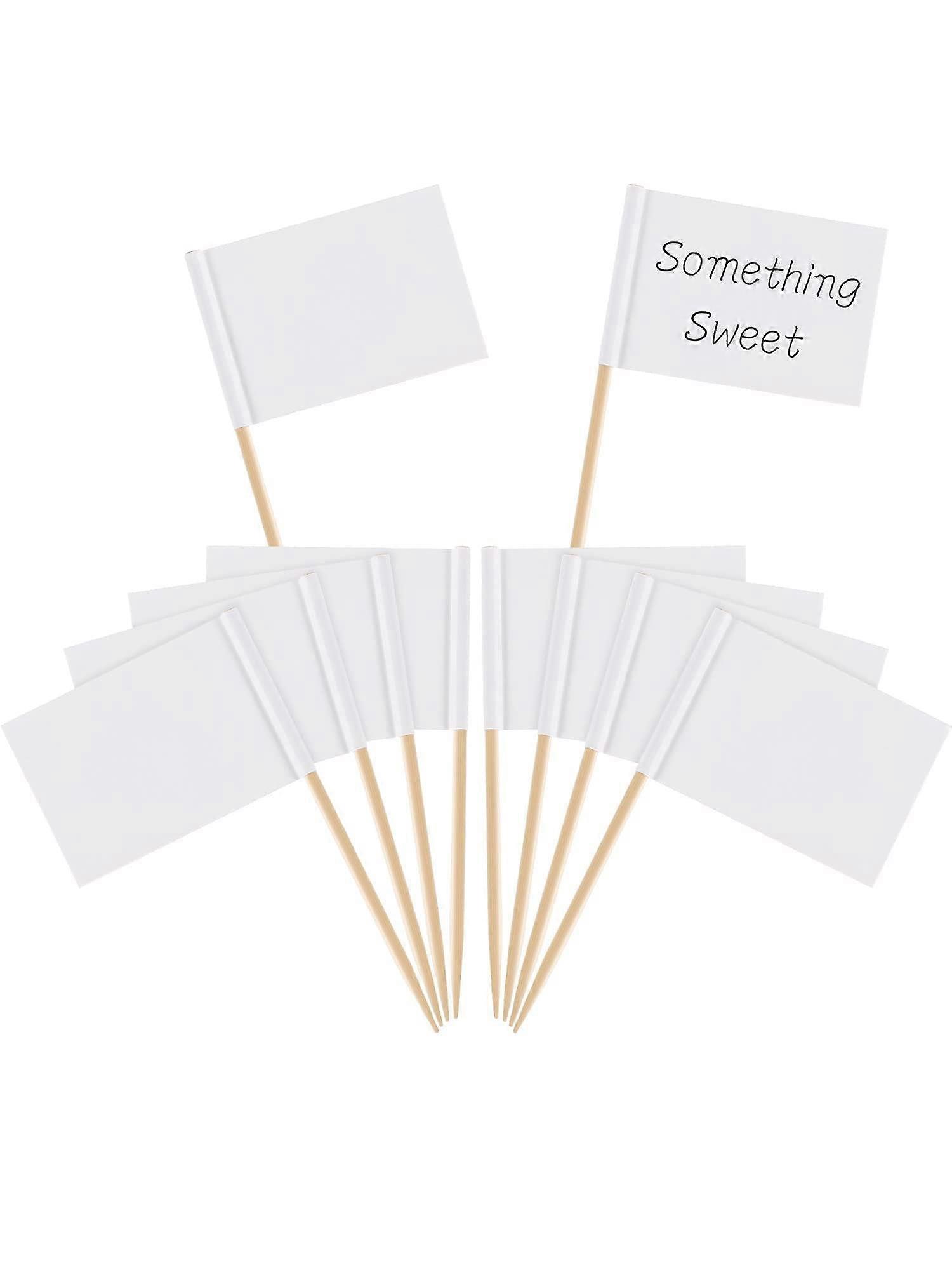 White Blank Toothpick Flags Cheese Markers Marking Blank Labels for Party Cake Food Cheeseplate Appetizers(100 Pieces)