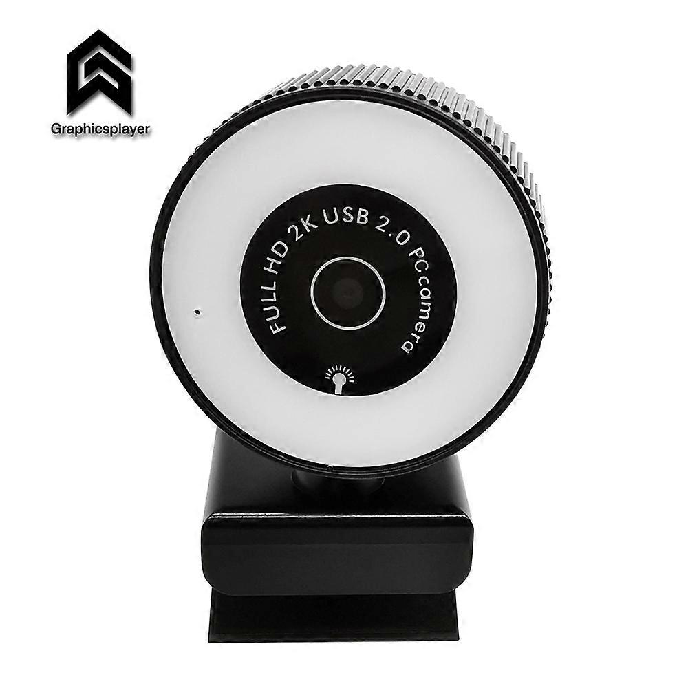 New 2K  webcam auto focus  Built-in microphone HD camera Three-color touch adjustment with Ring Selfie Light  For PC