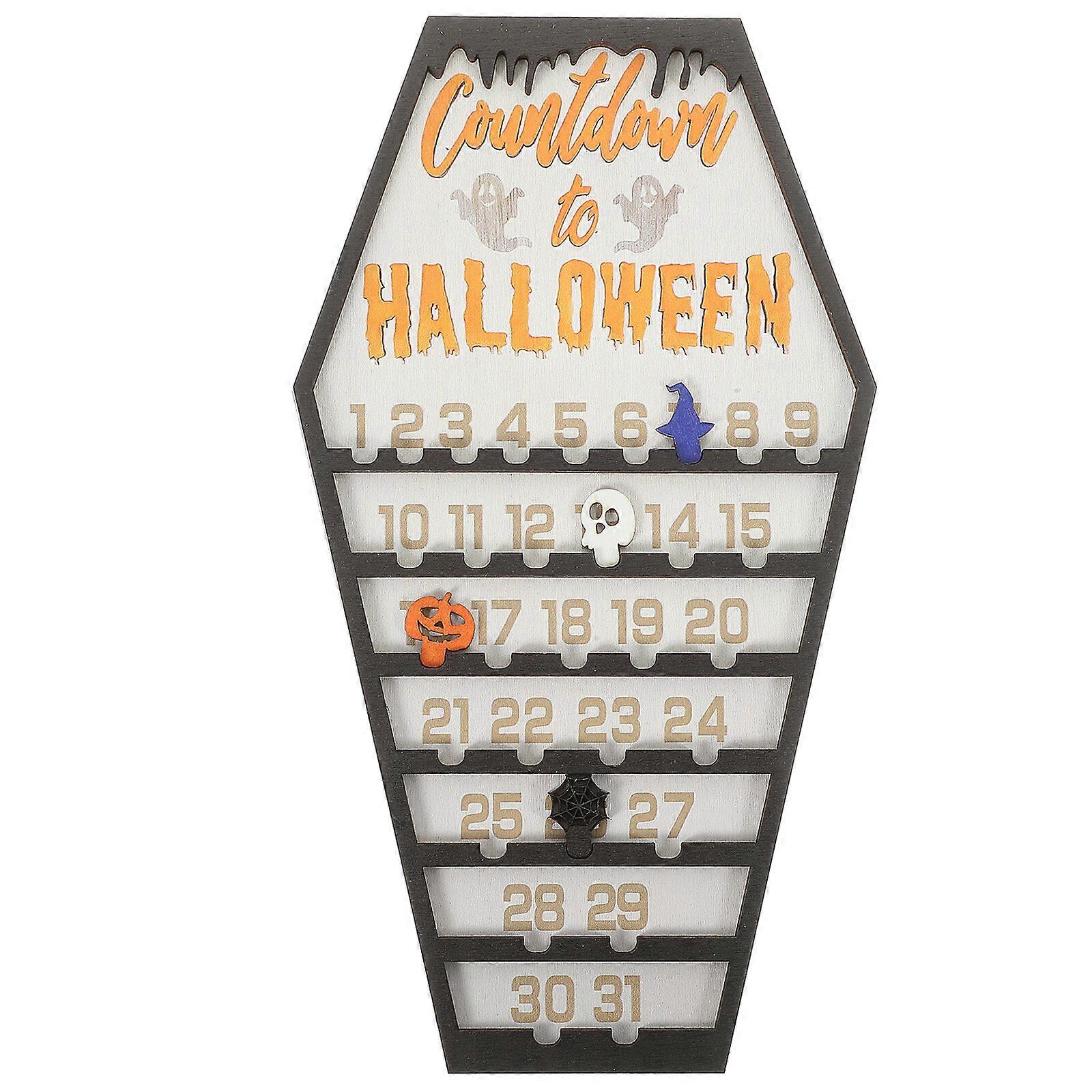 Halloween Countdown Calendar 3D Wooden Halloween Advent Countdown Calendar Coffin Shape Calendar