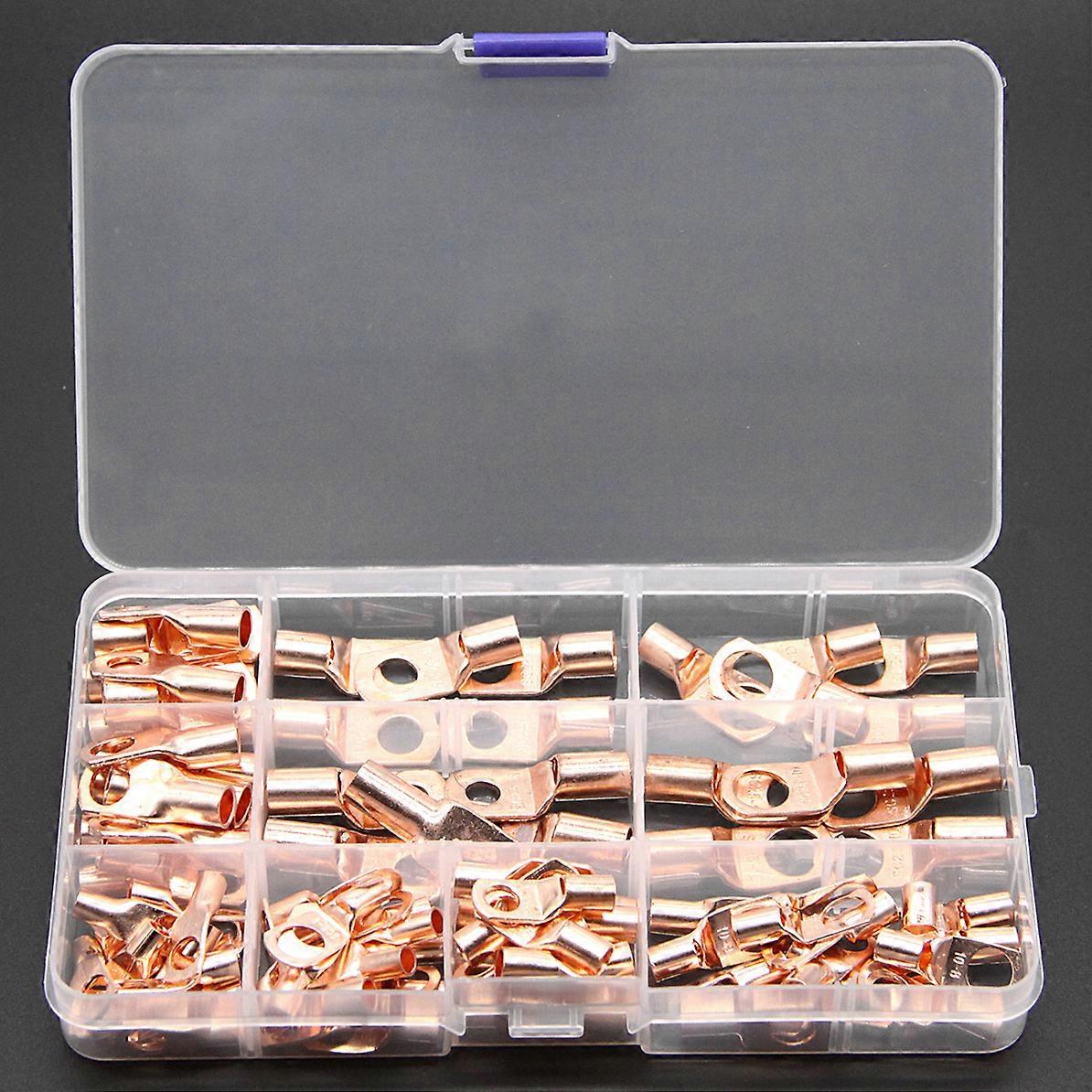100PCS Electrical Wire Crimp Terminals SC Tinned Bare Copper Lug Ring Wire Connectors Kit Assortment