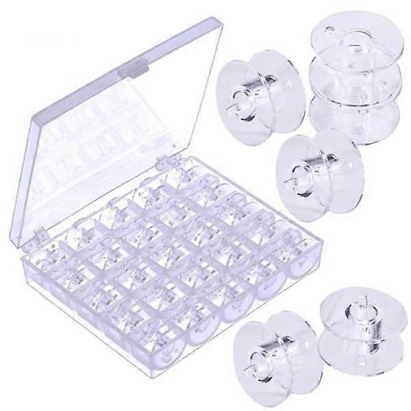 25 sewing machine thread spools with storage box transparent plastic bobbin box sewing machine thread core box plastic empty box transparent