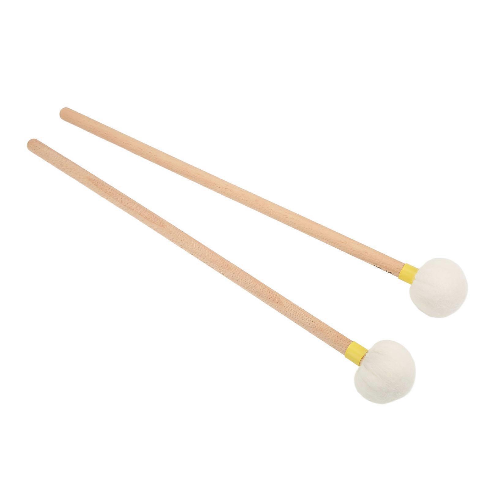 2Pcs Drum Mallet Felt Head Wooden Handle Non Slip Instrument Accessory Set Kit for PlayingYellow