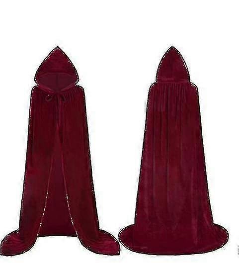 ユニセックスフード付きマント、ハロウィーン用のフルロングベルベットケープCostumes_y高品質