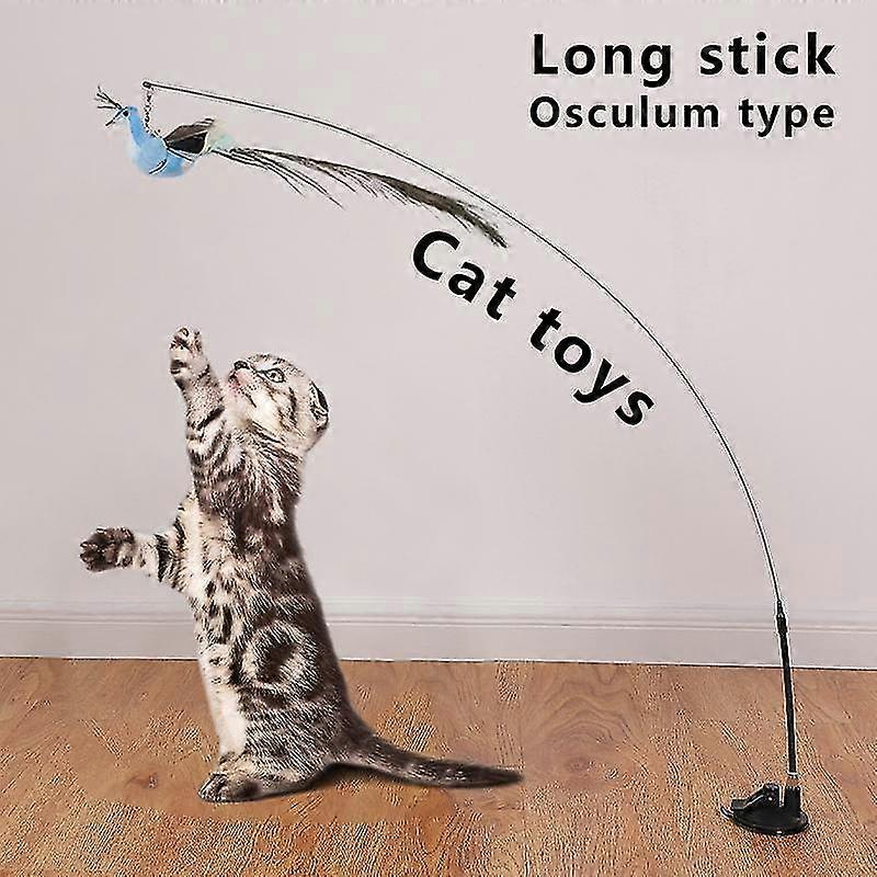 Interactive Cat Toy Funny Simulation Bird Feather With Bell Cat Stick Toy For Kitten Playing Teaser Wand Toy Pet Cats Supplies