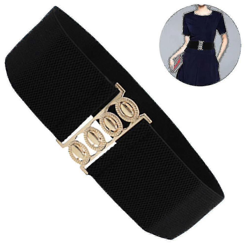 Wide Elastic Waist Cinch Stretch Waistband Retro Clasp Buckle Belt