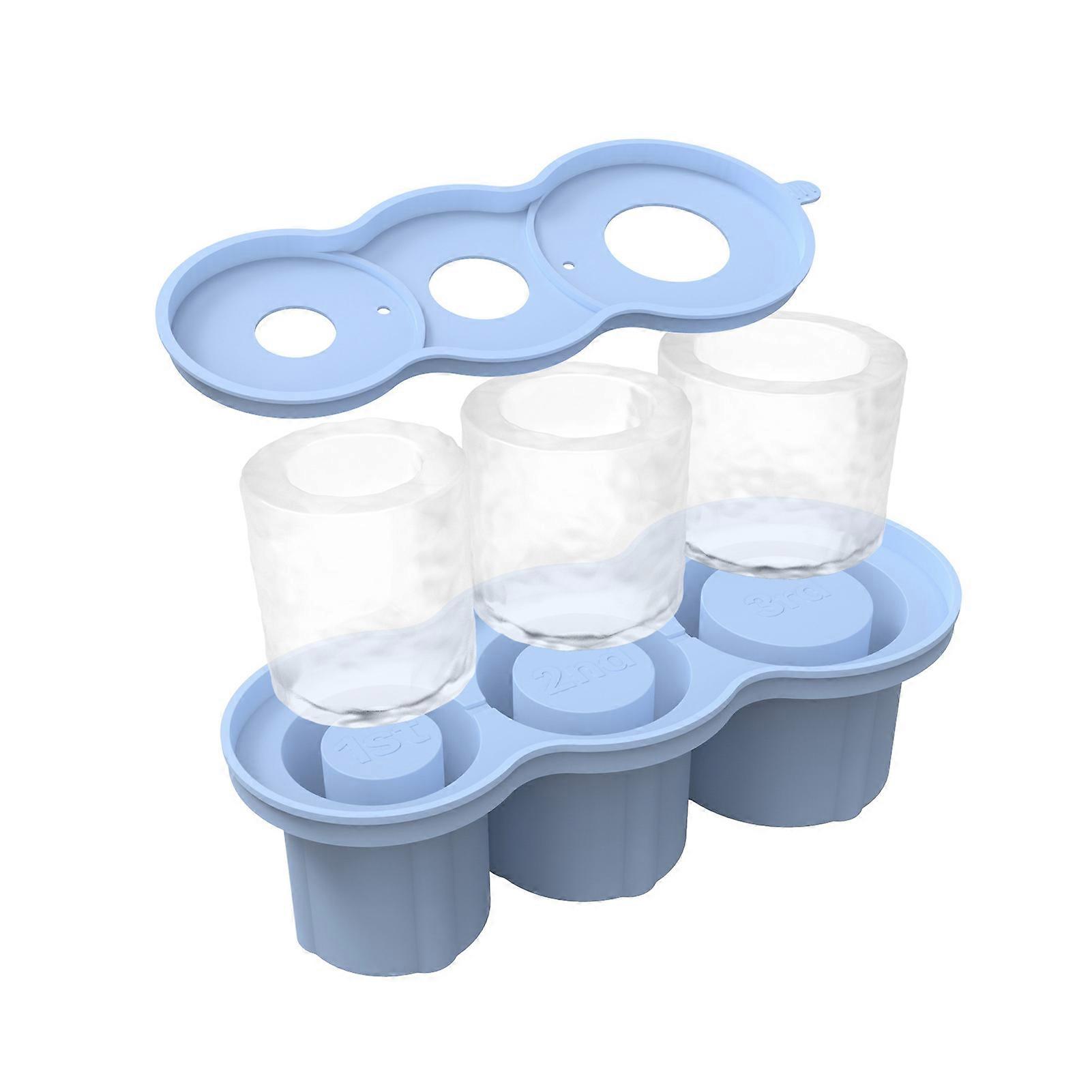 Silicone Ice Mold Cylinder Ice Cube Tray for 20-40oz Tumbler Cup with Lid Hollow Shape Stackable Easy Release Juice Whiskey Cocktail Ice Cubes Maker S