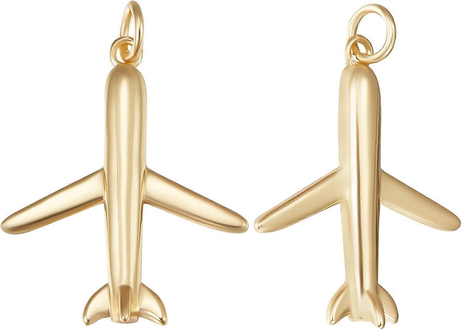 1 Box Airplane Charms 18K Gold Plated Cubic Zirconia Plane Airplanes Flight Aircraft Airline Transport