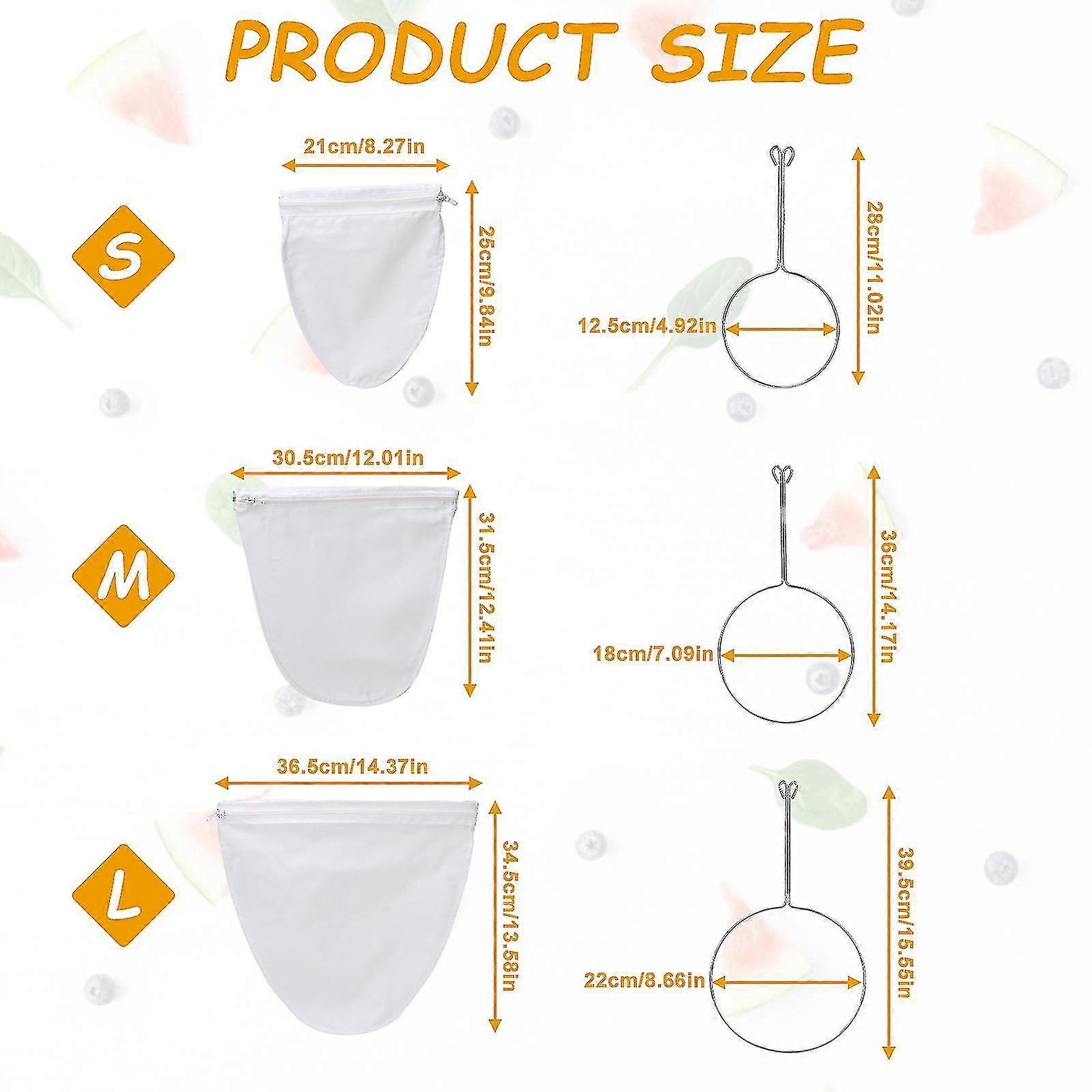 Ultra Fine Mesh Filter Bag, Commercial Reusable Food Filter Bag And Stainless Steel Frame With Handle, Used For Filtering Nut Milk, Coffee, Milk, Butt