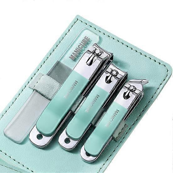4Pcs/Set Toenail Sharp Fingernail Faux Clipper with Clippers Leather Case Sturdy Curved Edge Professional Stainless