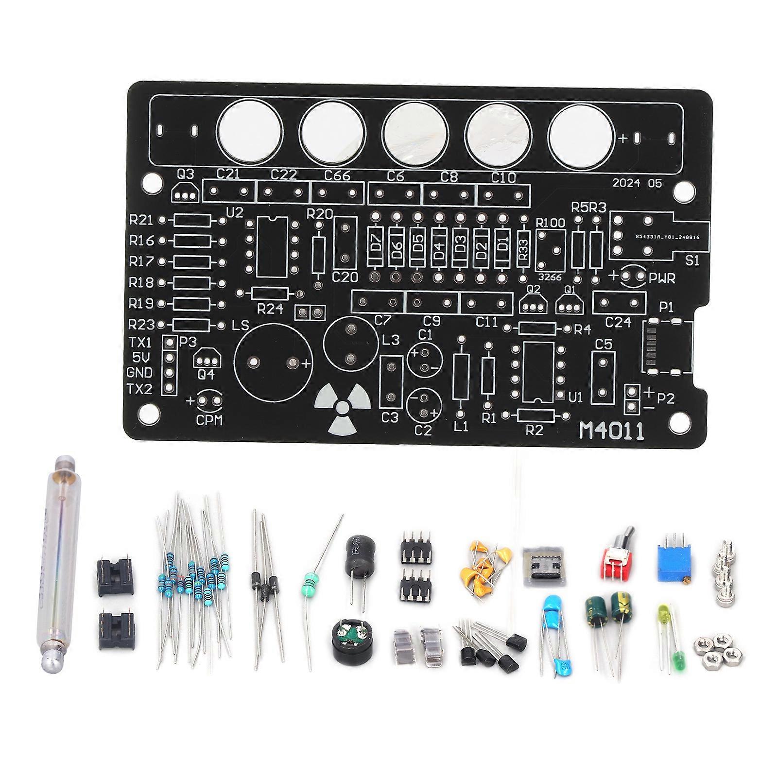 Kit de pièces de compteur Geiger à monter soi-même, module de détection de rayonnement nucléaire, outil non assemblé, noir