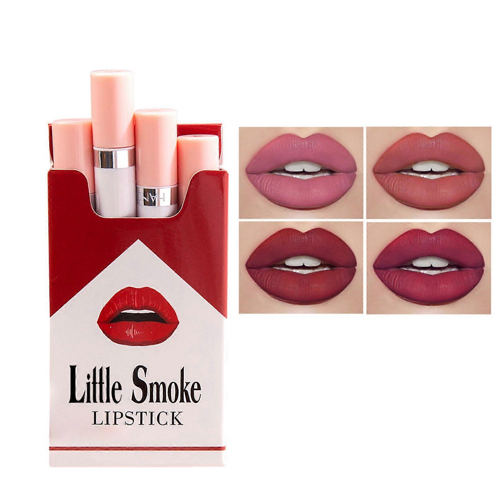 4 farver kreativ cigaret læbestift sæt mat langtidsholdbar vandtæt læbestift