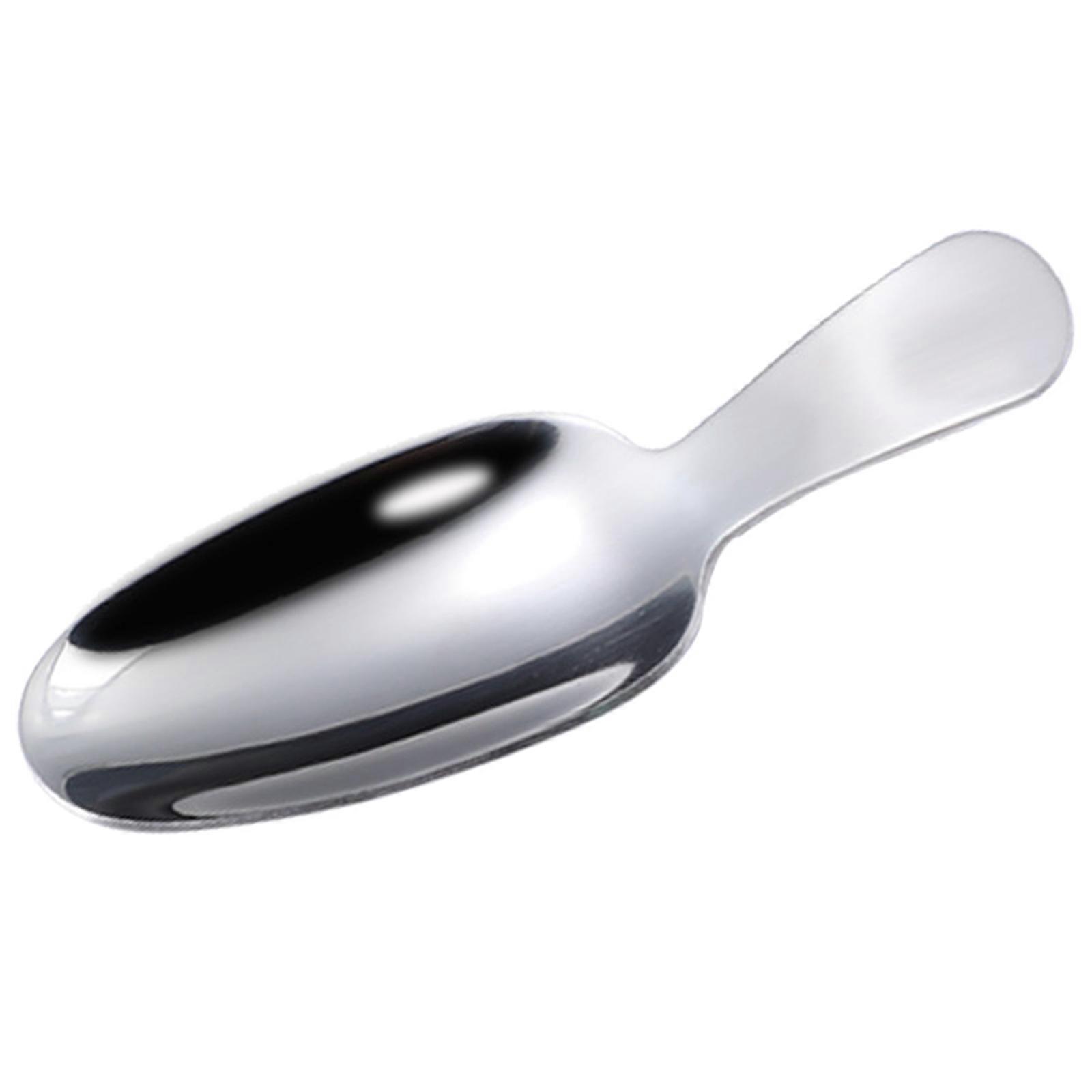Short Handle Spoon Dessert Teaspoons Stainless Steel Sugar Cake Spoons Metal Teas Spoon for Coffee Iced Teas Ice Cream  Silver
