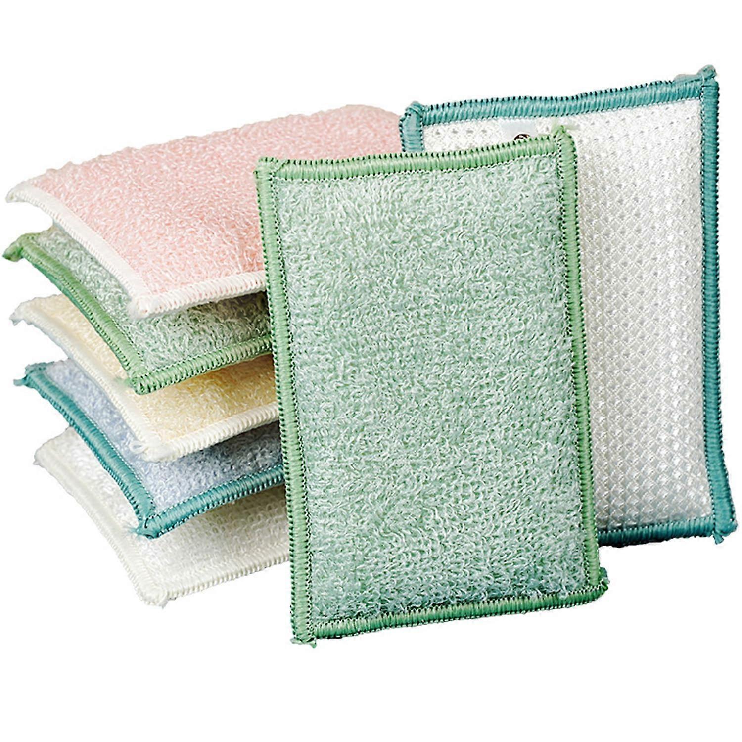 Double-Sided Dish Sponges 6 Pack for Kitchen Cleaning, Durable Non-Scratch Foam, Multi-Color, Heavy Duty Scrubbers