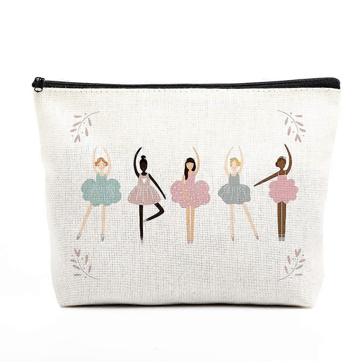 Cute Small Makeup Bag for Dancer Recitals Travel and Everyday Use Compact Portable Storage in Pink and Black