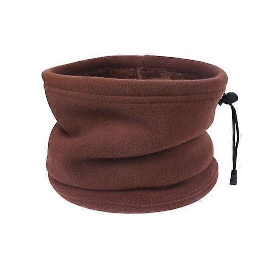 Men Scarf Winter Fleece Lining Solid Color Scarf with Adjustable Drawstring Thickened Velvet Warm Neck Gaiter