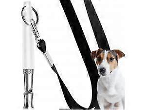 フリーストラップ付き犬笛、調整可能な周波数超音波ステンレス鋼、効果的なトレーニング方法、吠えるのをやめる犬笛(白)