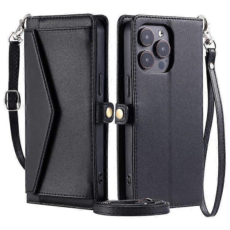Compatible For iPhone 16 Pro Leather Case Wallet Stand Phone Cover with Straps