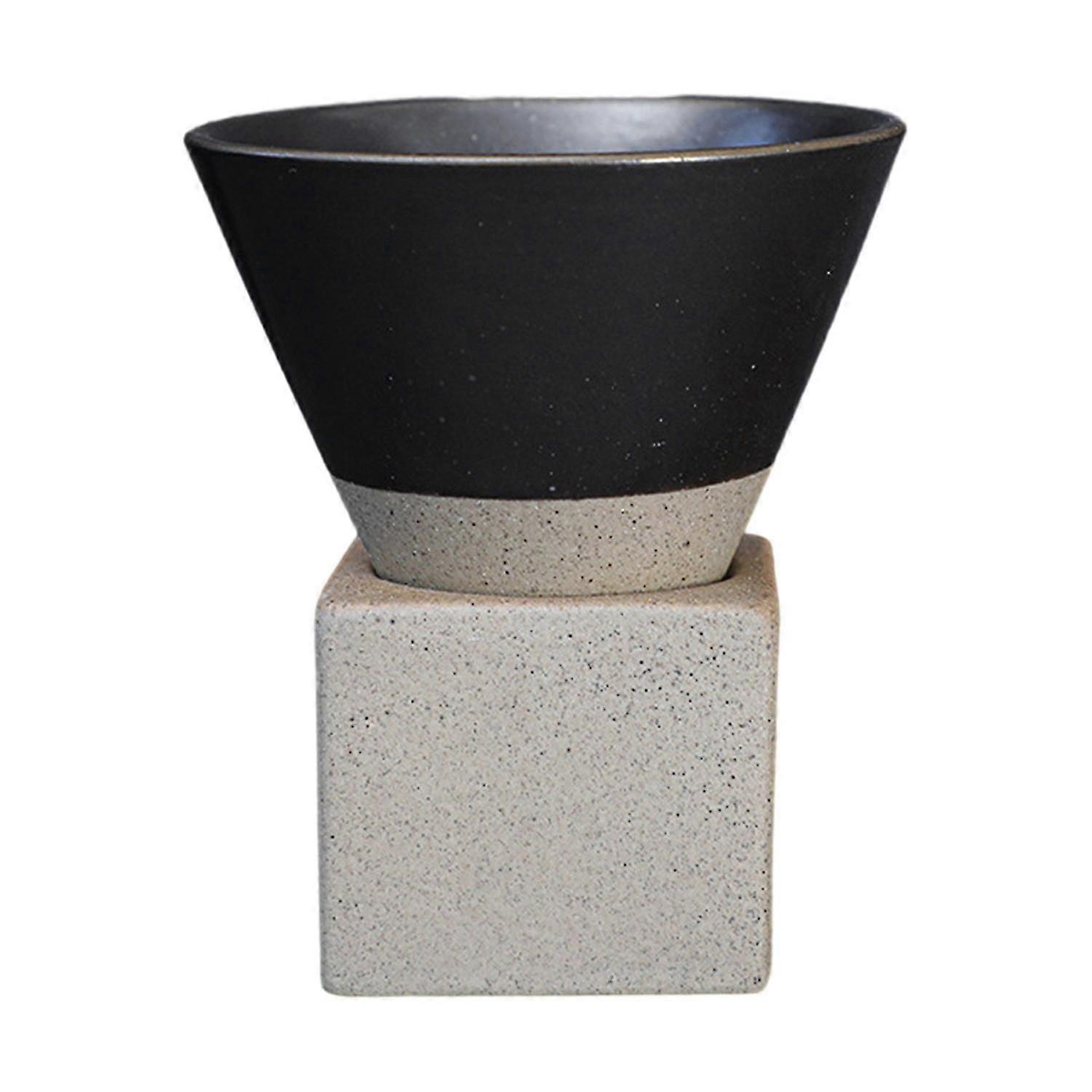 200ML Crude Pottery Funnel Coffee Cup with Base Handmade Latte Cappuccino Tea Espresso Tapered Mug