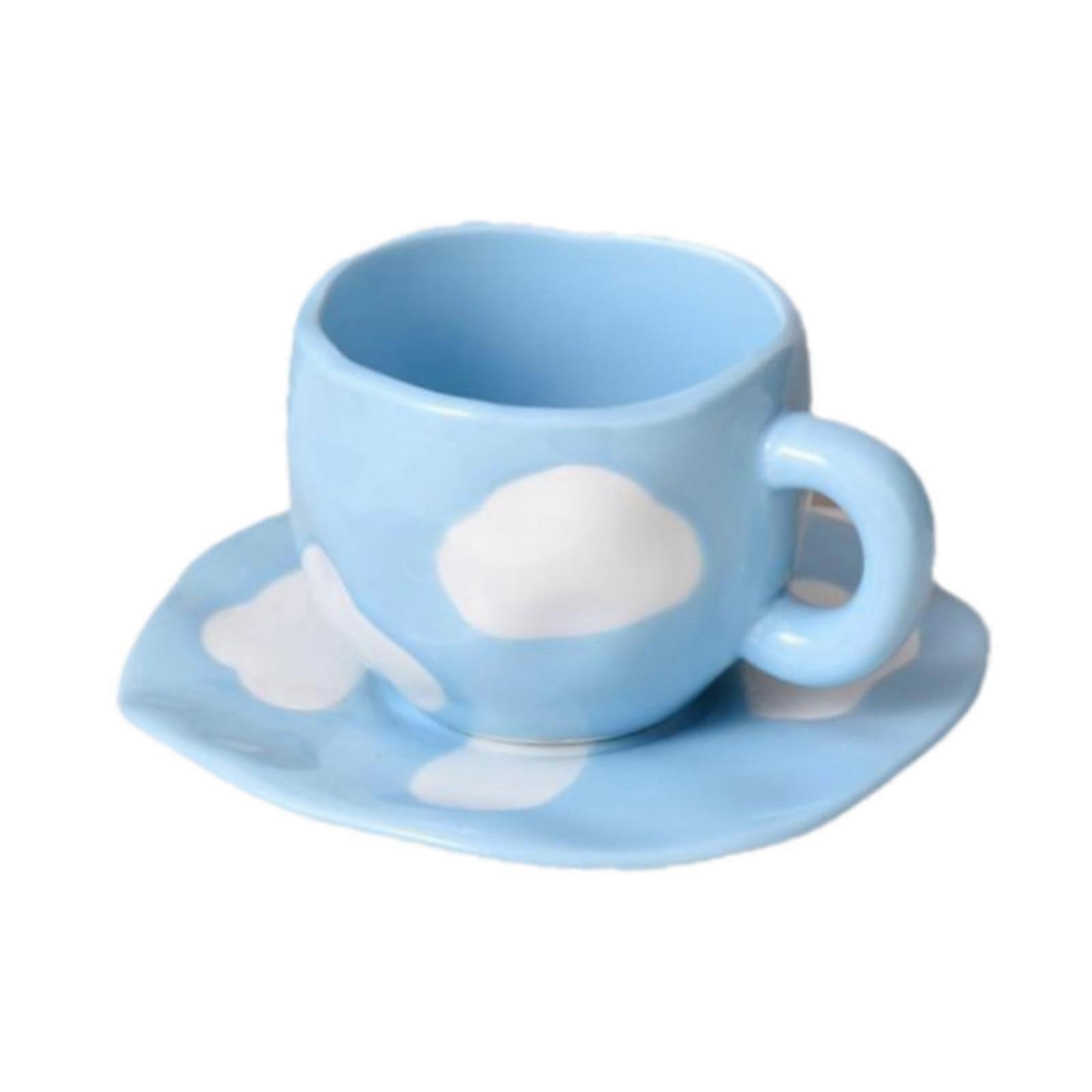 Ceramic Coffee Mug 280ml Latte Art Mug with Saucer for Cappuccino Water Cafe