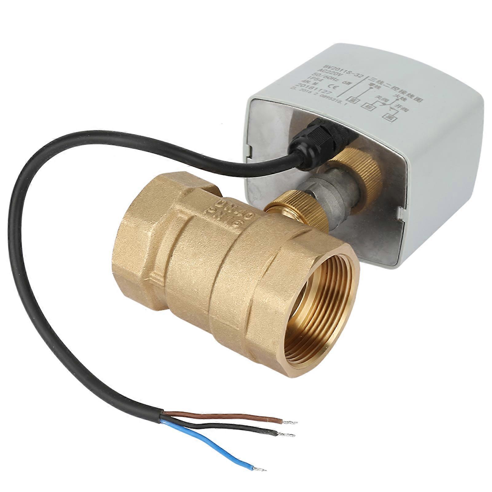 Brass Electric Motorized Ball Valve, 2 Way, 3 Wire, AC220V, DN40, 1-1/2 in