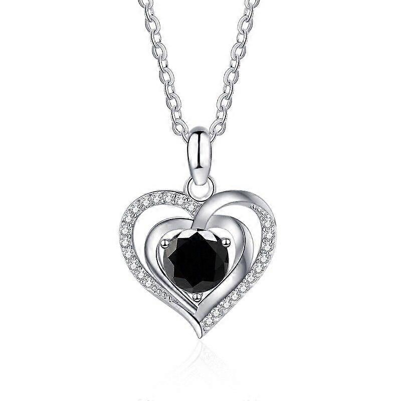 Bague Ringen Silver Ocean Heart 925 Sterling Silver Necklace Female Clavicle Chain Simple Light Luxury Design Sense Double Heart Pendant