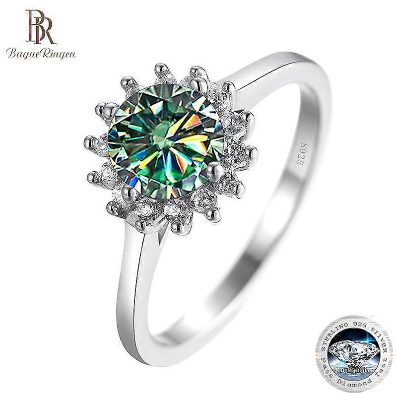 Δαχτυλίδι από ασήμι 925 BagueRingen με διαμάντι Moissanite 1 καρατίου, γυναικεία κοσμήματα, δαχτυλίδια με τέσσερα νύχια σε σχήμα ηλίανθου