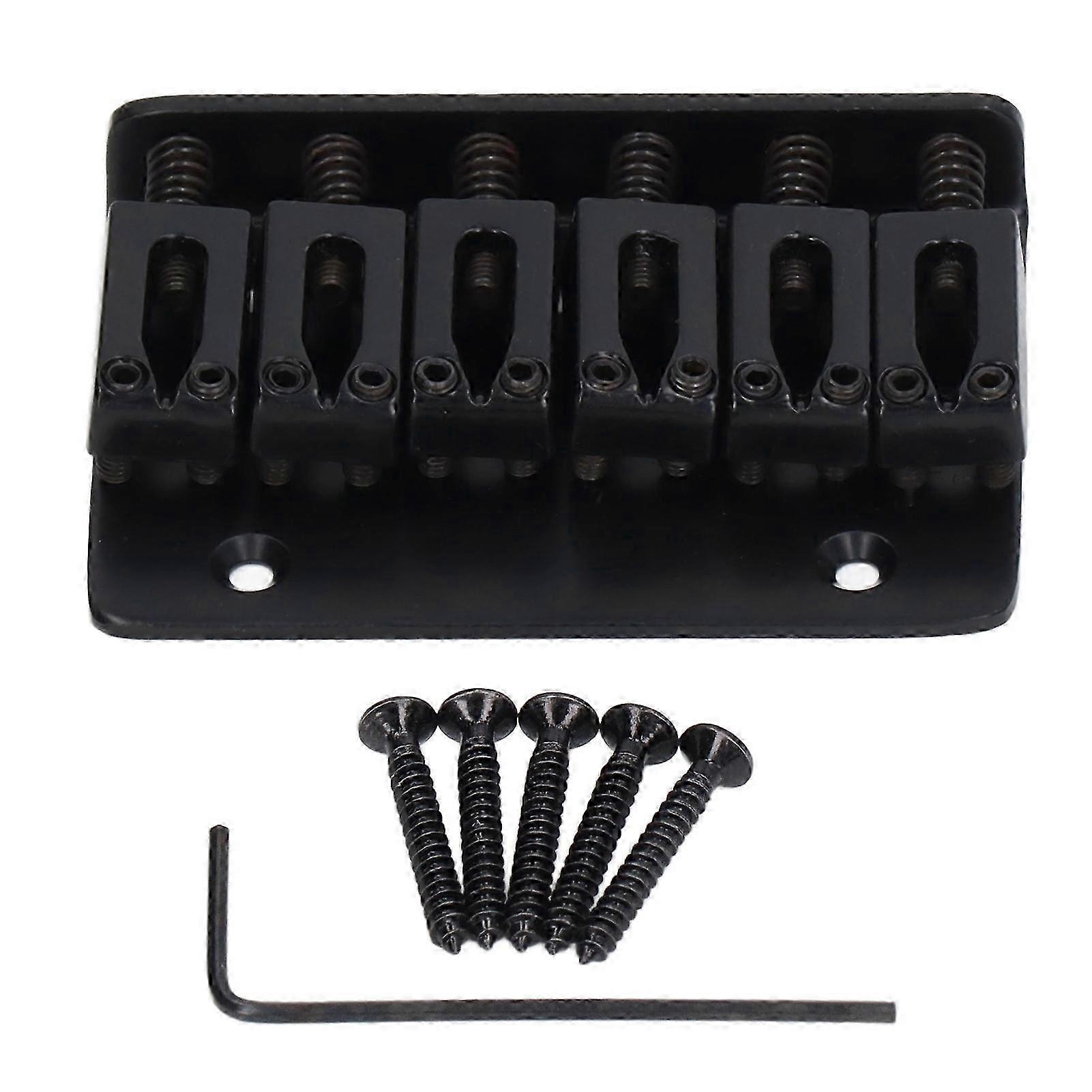 6 String Guitar Fixed Saddle Bridge Hardtail Top Loader Iron Electric Guitar Saddle Bridge Replacement Black