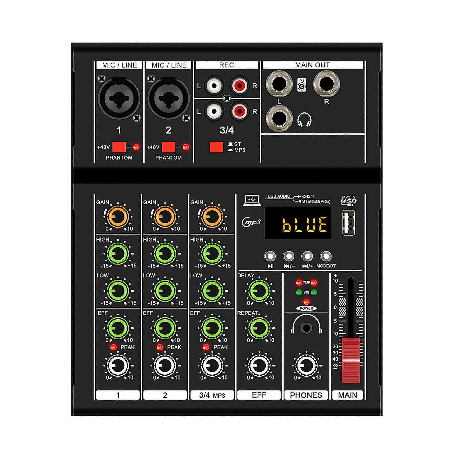 Studio Audio Mixer 4 Channel Reverb Professional for Karaoke Stage Recording