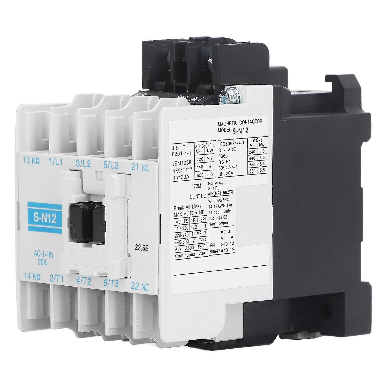 AC Contactor High Sensitivity Industrial Electric Magnetic 20A 3 Pole ABS Switch