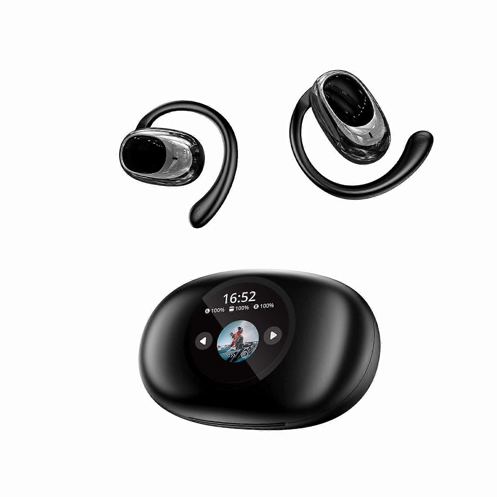 Intelligent Control Screen Hanging Ear Style LED Full Color Screen Music Game Movie Mode Switching Bluetooth 5.4 Bluetooth Openear Headphones PUW1555