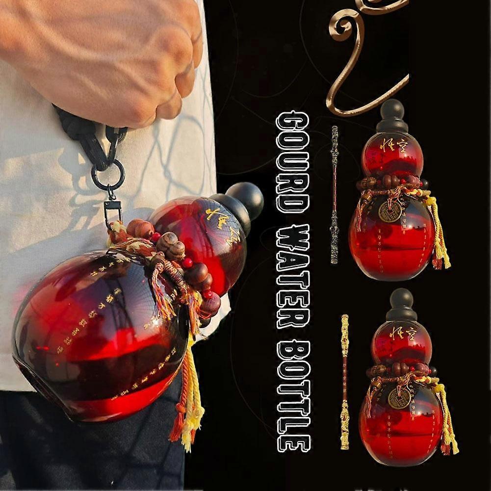 Stainless Steel Gourd Water Bottle - Chinese Retro Monkey King Style, 1000ml Or 1500ml, With Leather Case & Strap - View #11