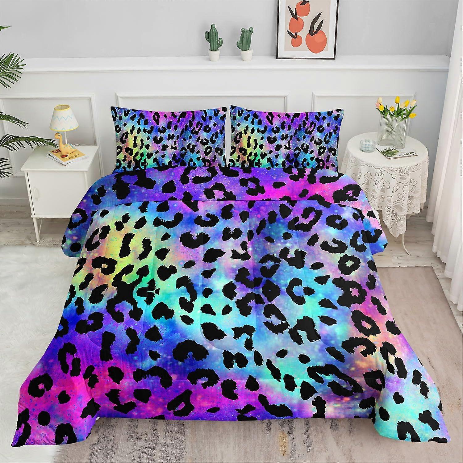 Leopard Printed Bedding Set - 3 Pieces All Seasons Duvet Full Size 80x90 Inches - Soft Fabric, Stylish Design
