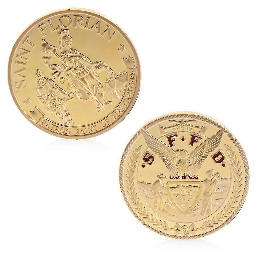 Commemorative Coin Collection Artwork Plating Golden Saint Florian Firefighters  Gold
