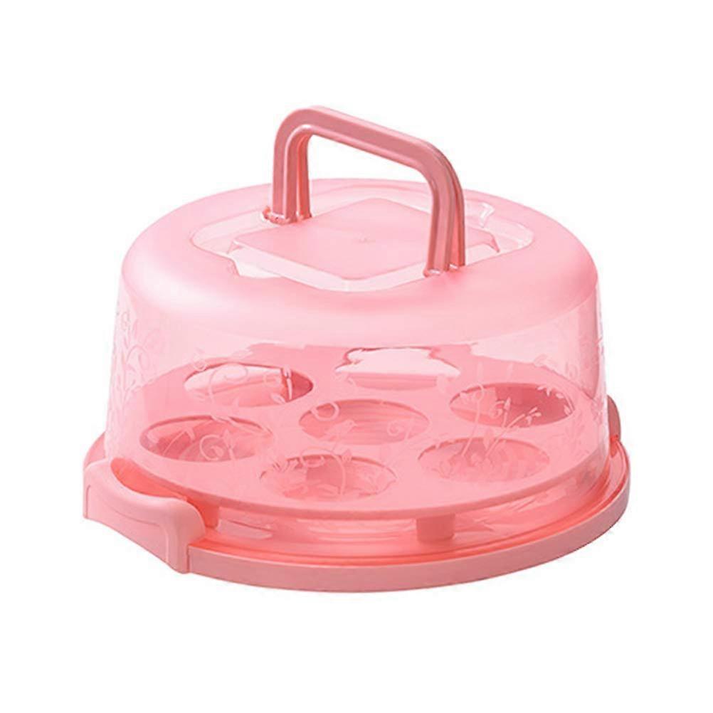 Cake Carrier With Lid And Handles - 7 Round Holes Cupcake Container, 3-In-1 Transport Box For Cake Pie Muffin Pizza