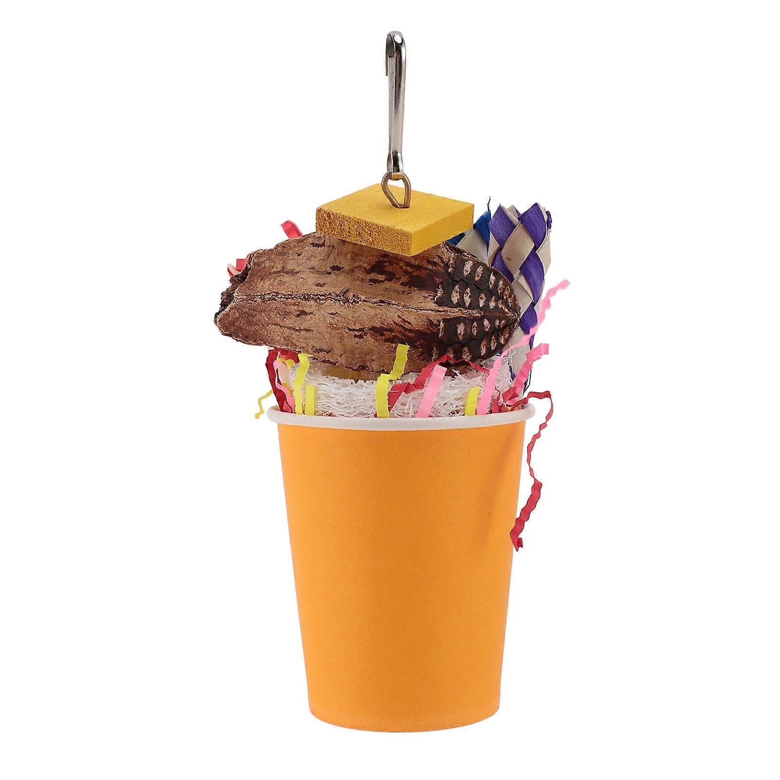 Bird Chew and Shred Toys, Colorful Toys to Encourage Instinct, Shredded Paper Toys for Small and Medium Parrots, Orange Cup