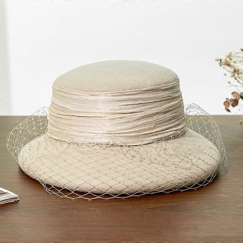 Autunno E Inverno Feltro Di Lana Berretto Rotondo Top Mesh Cappello Decorativo